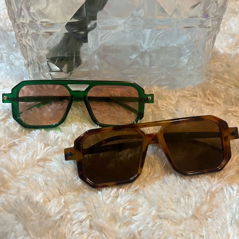 Stylish Green and Brown Sunglasses Set